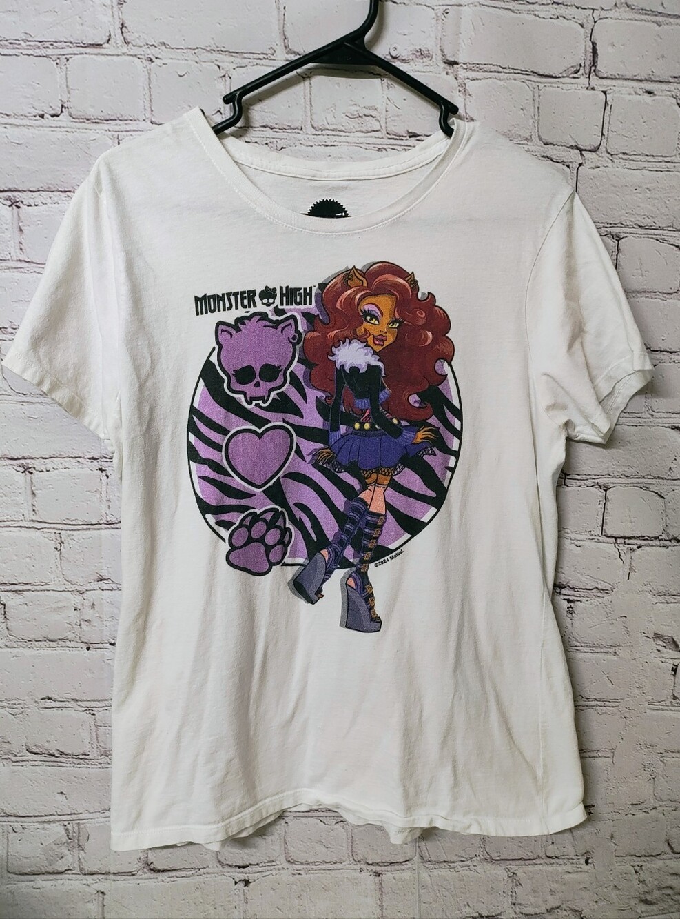 Monster High Mattel Clawdeen White Tee L Y2K